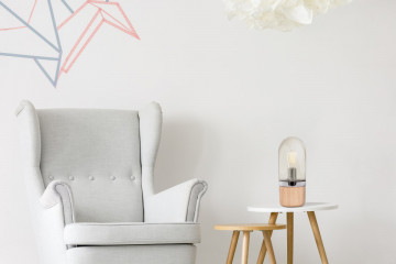 Lampa decorativa din sticla/lemn Malbi sampanie, un bec - Img 2