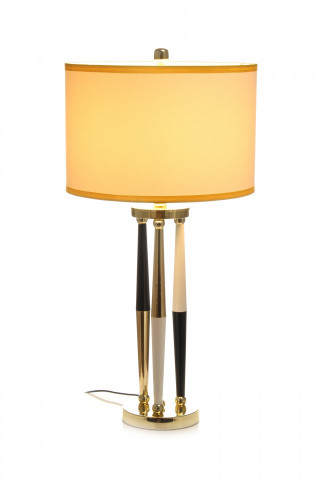 Lampa decorativa din tesatura/metal Paralla alba/neagra/aurie, un bec - Img 2