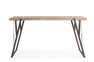 Masă bar fixă, 4 locuri, din oțel și lemn de brad, 200x54x110 cm - Img 3