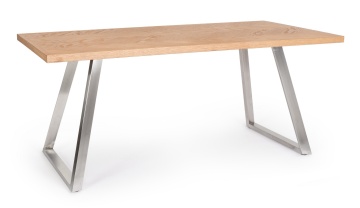 Masă dining Dukat, pentru 6 persoane, blat MDF furniruit, picioare din oțel inoxidabil, 180x90 cm