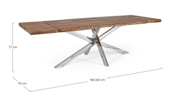 Masă dining extensibilă Arkansas, 10 persoane, cu blat din lemn de acacia, 180-260x90 cm - Img 3