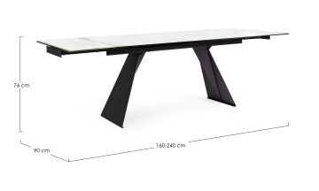 Masă dining extensibilă pentru 8 persoane, cu blat ceramic și picioare din oțel, 160-240x90x76 cm - Img 3