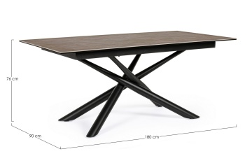 Masă dining fixă, 6 persoane, blat ceramic și cadru din oțel, 180x90 cm - Img 2