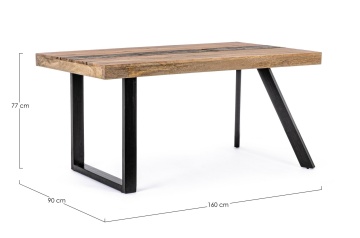 Masa dining Manchester, 6 locuri, fixă, din lemn de mango și lemn reciclat, 160x90 cm - Img 2