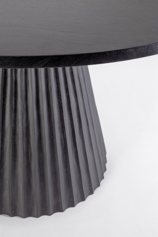 Masă dining rotundă neagră, pentru 6 persoane, din lemn de mango cu bază canelată, diametru 120 cm - Img 3