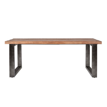 Masa dreptunghiulara cu blat din lemn de mango 240x100x78 cm maro/negru - Img 1