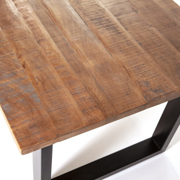 Masa dreptunghiulara cu blat din lemn de mango 300x100x76 cm maro/negru - Img 2