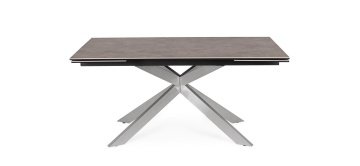 Masă extensibilă pentru 8 persoane, cu blat ceramic și cadru din oțel inoxidabil, 160-240x90x76 cm - Img 5
