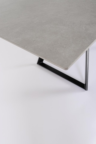 Masă extensibilă Reeta, blat gresie porțelanată efect marmură, 4-6 locuri, negru/gri, 120-180x90 cm - Img 5