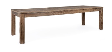 Masă Kaily fixă, pentru 10 persoane, din lemn de ulm reciclat, finisaj antichizat, 280x100 cm