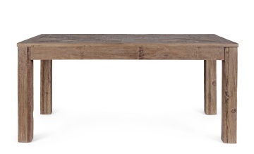 Masă Kaily fixă, pentru 6 persoane, din lemn de ulm reciclat, finisaj antichizat, 160x90 cm - Img 3