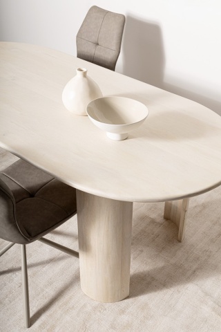 Masă Orlando, pentru 8 persoane, Ovală fixă, din Lemn de mango, Natur, 210x100 cm - Img 5
