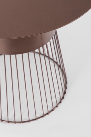 Măsuță de cafea Godric, rotundă, cu blat din marmură și cadru din oțel vopsit epoxidic, diametru 50 cm, înălțime 44.5 cm - Img 2