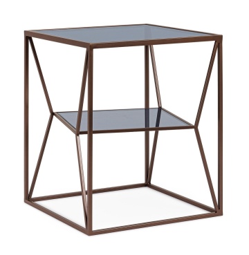 Măsuță de cafea Hydra, pătrată, cu blat din sticlă securizată și cadru din oțel vopsit epoxidic, dimensiuni 40 x 40 cm, înălțime 50 cm