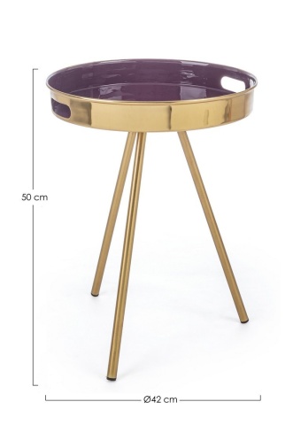 Măsuță de cafea Inesh Purple, rotundă, din oțel și oțel emailat, Ø42x50 cm - Img 2
