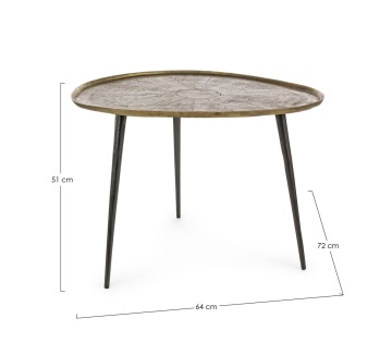 Măsuță de cafea Karima, din aluminiu antichizat, 64 x 72 x 51 cm - Img 2