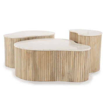 Masuta de cafea Kira din lemn de mango si marmura mica - Img 6