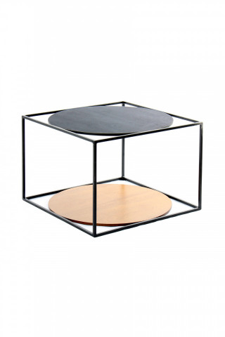 Masuta de cafea patrata cu spatiu de depozitare Cody 50x50x36 cm maro/negru