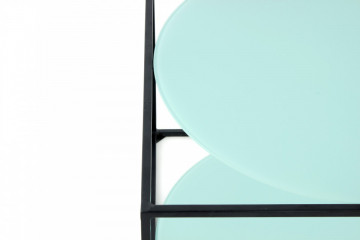 Masuta de cafea patrata din sticla cu spatiu de depozitare Cody 50x50x36 cm verde/negru - Img 5