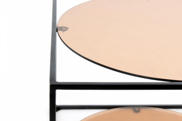 Masuta de cafea patrata din sticla cu spatiu de depozitare Cody 50x50x36 cm Coral/negru - Img 5