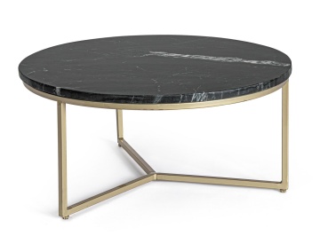 Măsuță de cafea Prescott, rotundă, din marmură, diametru 67.5 cm, înălțime 31 cm