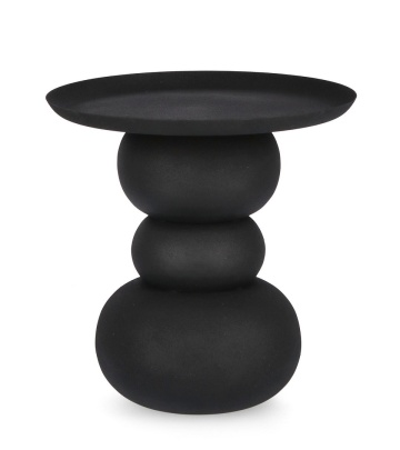 Măsuță de cafea rotundă Alpa, din oțel, finisaj mat cu efect rugos, negru, diametru 41 cm, înălțime 42 cm
