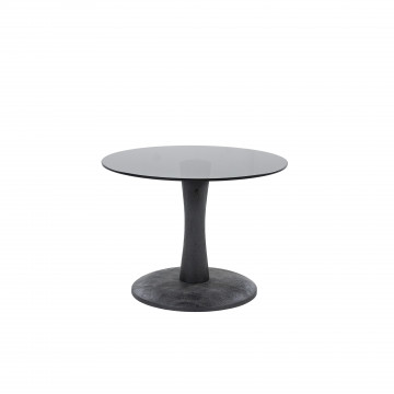 Masuta de cafea rotunda din lemn de mango si sticla Boogie 55x55x40 cm neagra