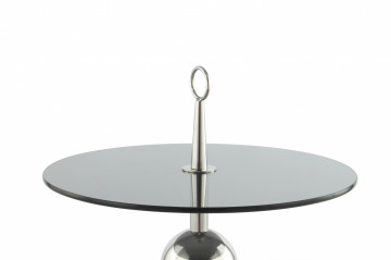 Măsuță de cafea rotunda din sticla 70 cm gri - Img 3