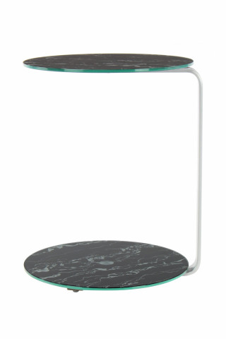 Masuta de cafea rotunda din sticla spatiu de depozitare Quentin 40x40x53 negru/argintiu - Img 3