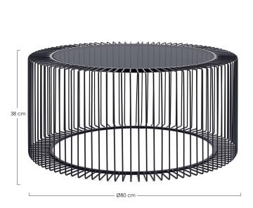 Măsuță de cafea rotundă Kieran, din metal și sticlă securizată, diametru 80 cm - Img 2