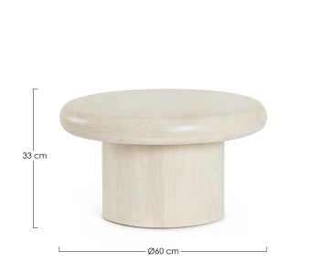 Măsuță de cafea rotundă Lopez, din lemn de mango, cu finisaj nitrocelulozic, natur, diametru 60 cm, înălțime 33 cm - Img 2