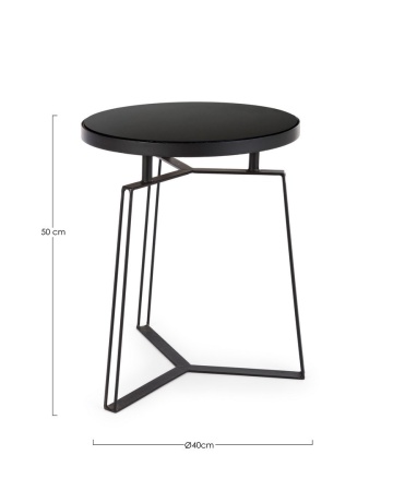 Măsuță de cafea Zaira, rotundă, cu blat din sticlă și cadru metalic, neagră, diametru 40 cm, înălțime 50 cm - Img 2