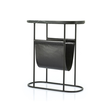 Masuta laterala din piele si marmura neagra 53x23x59 cm