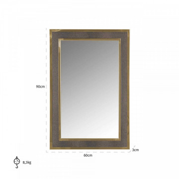 Oglinda dreptunghiulara cu rama din poliuretan auire Bara, 90 x 60 x 3 cm - Img 2