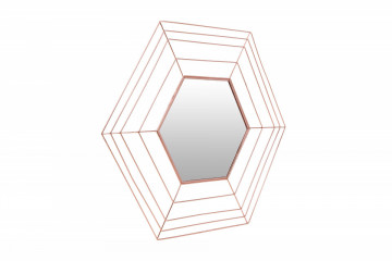 Oglinda hexagonala cu rama din metal cupru Romeo, 1.5cm (L / D) x 69cm (W) x 79.5cm (H) - Img 2