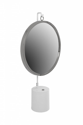 Oglinda rotunda argintiu/alb Elegance 14x41x75 cm