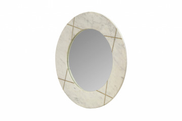 Oglindă rotunda cu rama din marmura alba Dexter 61x61x2 cm - Img 1