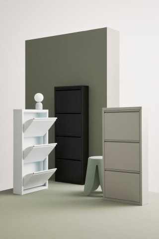 Pantofar metalic Eyvin, 3 uși rabatabile, alb, 50x15x106 cm - Img 8