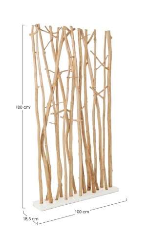 Paravan Aili, din lemn de Mungur, finisaj natural, 100x18.5x180 cm - Img 2