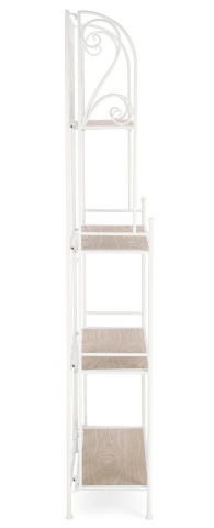 Raft Guenda, 4 polițe, pliabil, din metal și MDF, vopsit electrostatic, alb, 59x28x167 cm - Img 5