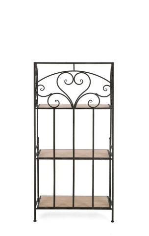 Raft Guenda cu 3 polițe, din metal și MDF, negru, 60x28x127 cm - Img 3
