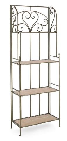Raft Guenda cu 4 polițe, pliabil, din metal și MDF, verde închis, 59x28x167 cm