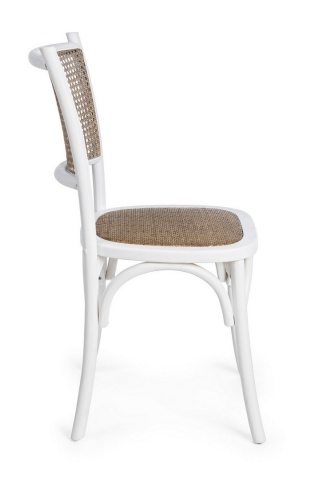 Scaun Carrel alb, din lemn de ulm și ratan natural, 45x53x89 cm - Img 4