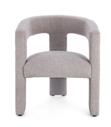 Scaun cu brațe Arabella, din stofă bouclé, gri perlat, 64x56x75 cm - Img 3