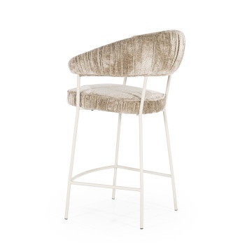 Scaun de bar Lizzy din Țesătură și metal taupe - Img 4