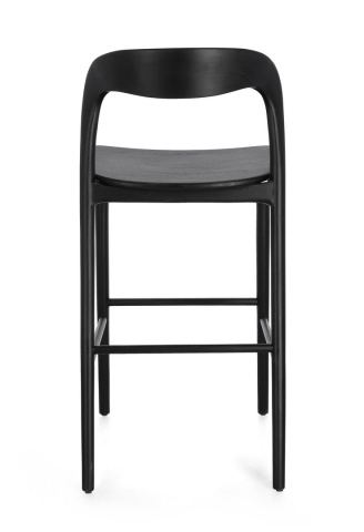 Scaun de bar Miley, din lemn de tec, negru, 48x51.5x102 cm - Img 4