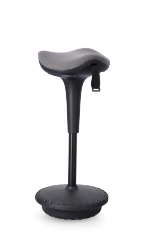 Scaun de bar reglabil pe înălțime, tapițat cu poliester, gri, diametru 34 cm