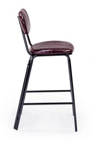 Scaun de bar Vintage, din piele ecologică, bordeaux, 44x51x100 cm - Img 5