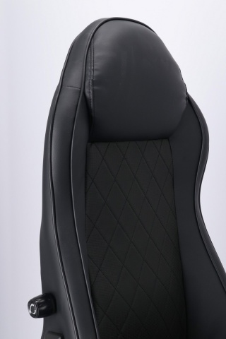 Scaun de birou ergonomic reglabil, din piele ecologică, negru - Img 6