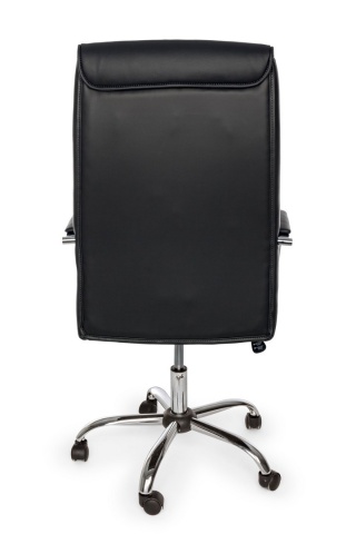Scaun de birou Queensland, reglabil pe înălțime, cu brațe, din piele ecologică și oțel cromat, negru, 50x62x114-124 cm - Img 4